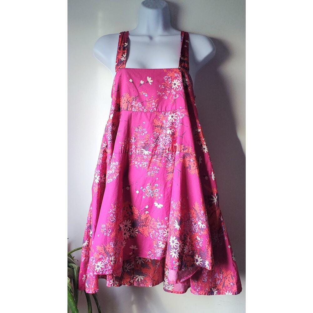 Free People Womens Pink Floral Cotton Mini Dress Size XS Boho Beachy Spring